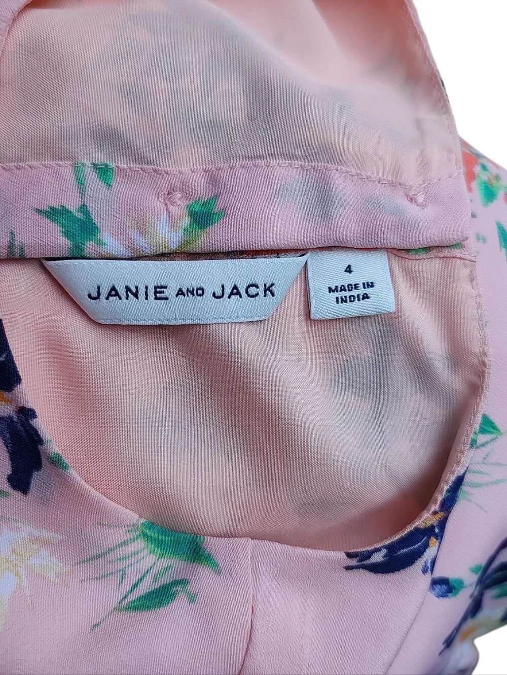 Janie and Jack Pink Floral Bow-Waist Ruffle Dress